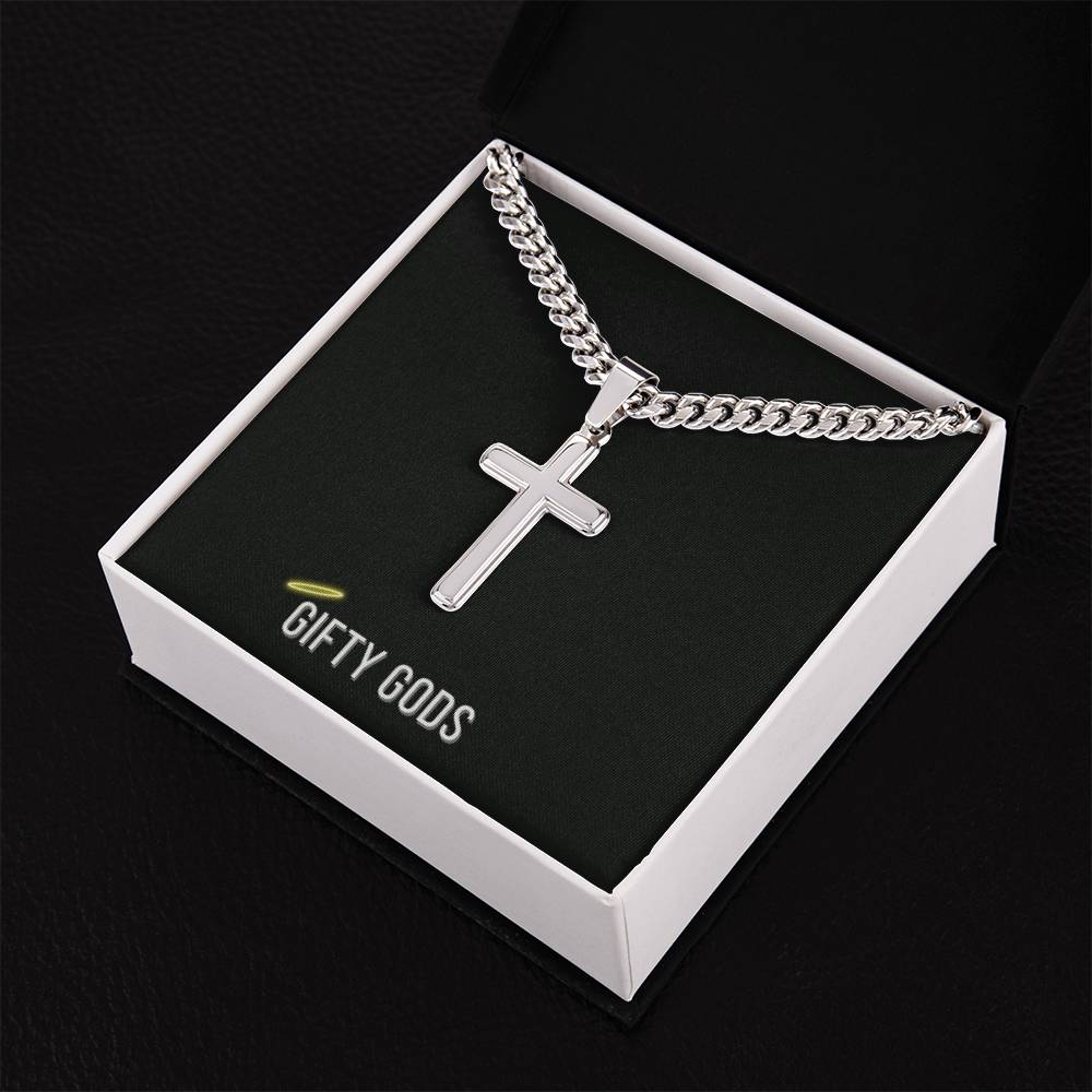 Cuban Chain Necklace with Personalized Artisian Cross Pendent