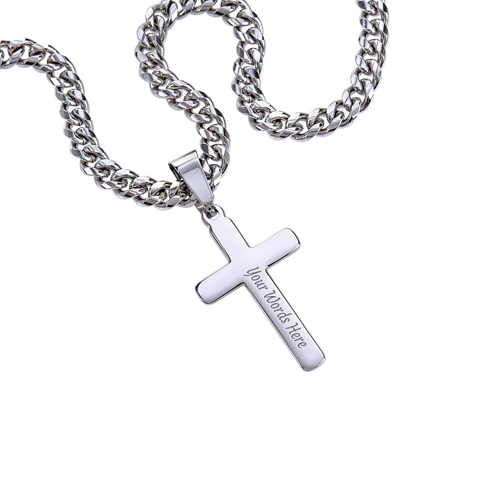 Cuban Chain Necklace with Personalized Artisian Cross Pendent