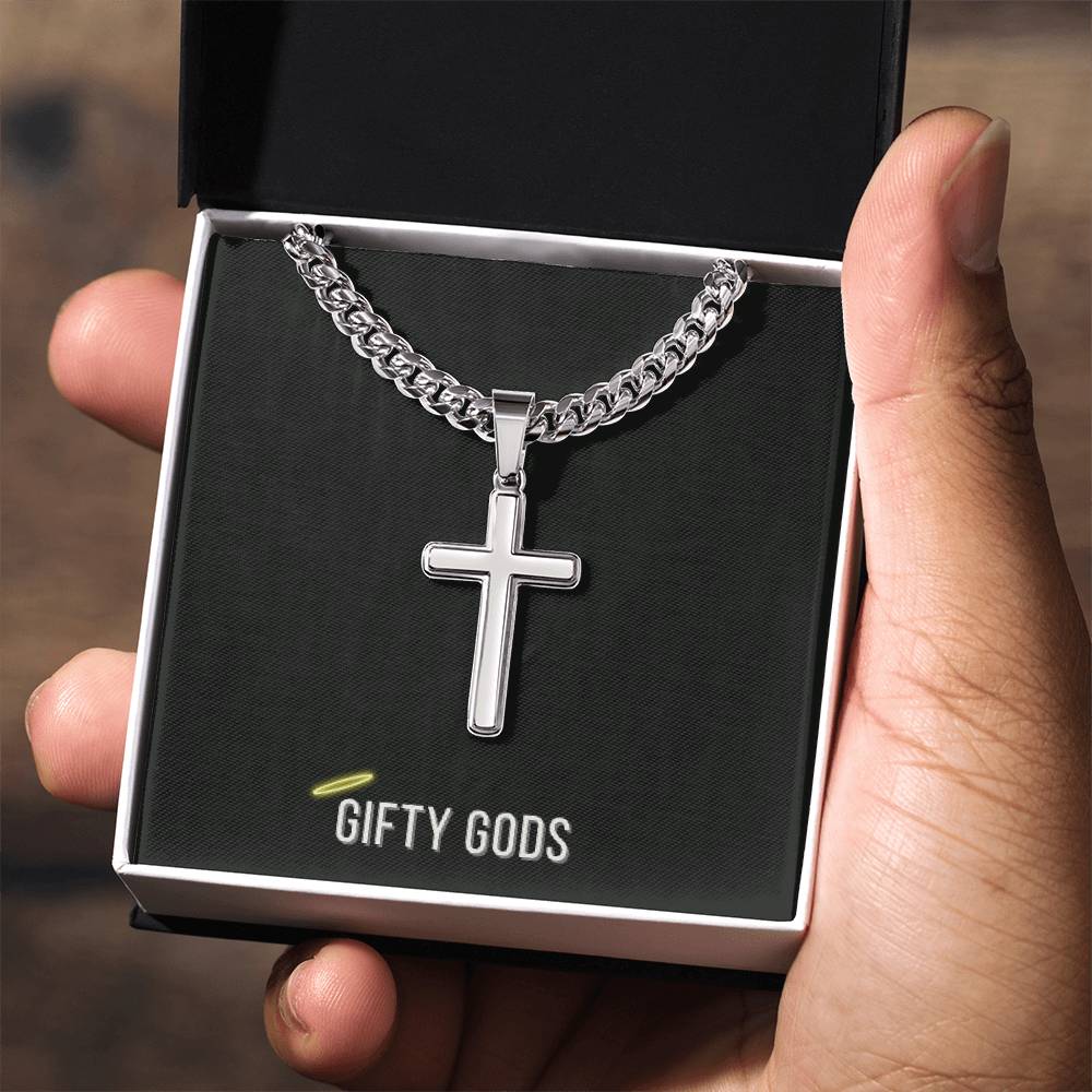 Cuban Chain Necklace with Personalized Artisian Cross Pendent