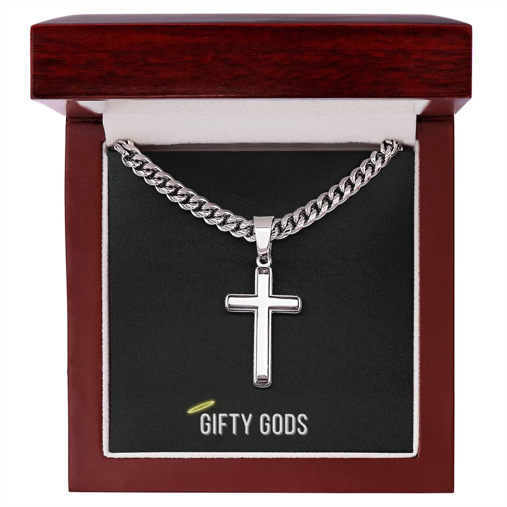 Cuban Chain Necklace with Personalized Artisian Cross Pendent