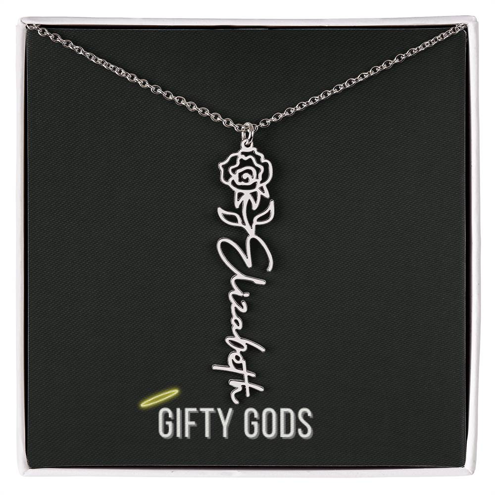 Elegant Custom Flower Name Necklace